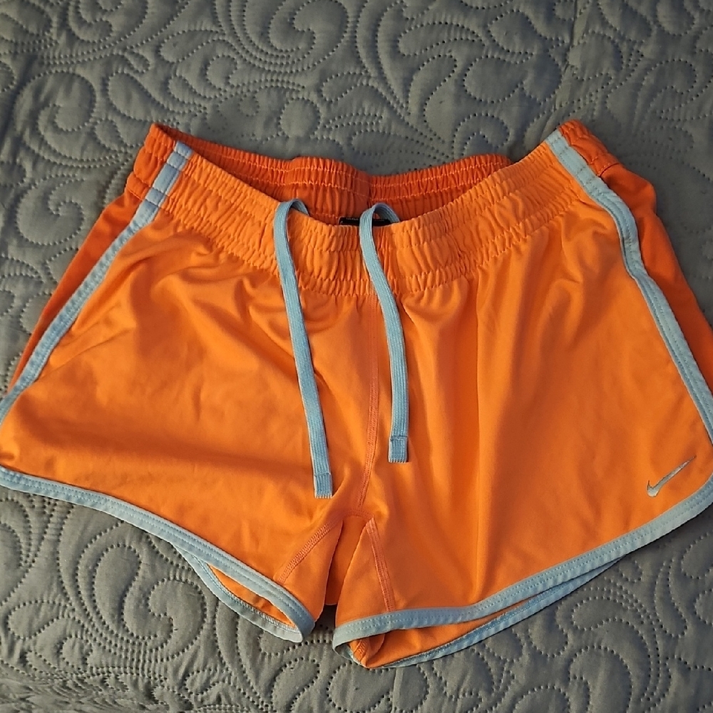 Nike Women's Bright Orange and Blue Trim Athletic Shorts
